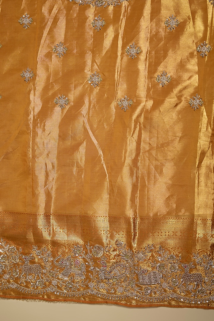 Gold Kanjivaram Zardosi Work Reception Saree Set by TATWAMM By Abhishek & Vinita at Pernia's Pop Up Shop