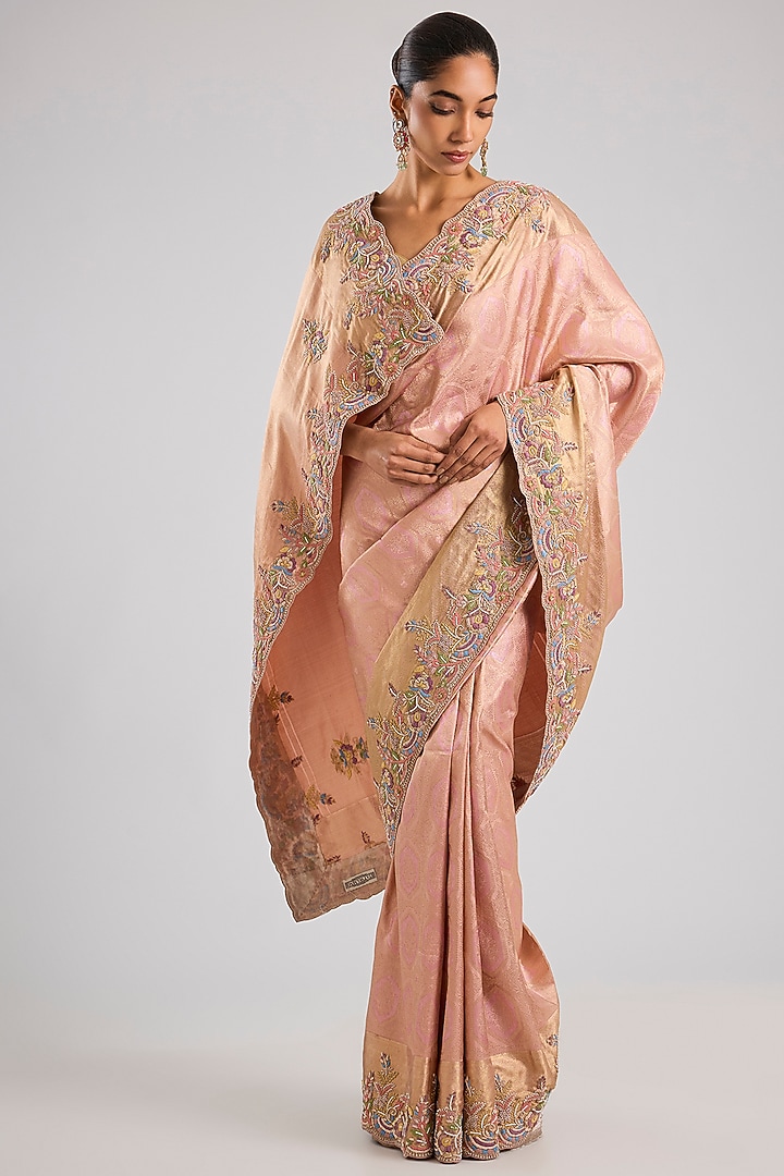 Pink Kanchipuram Reception Saree Set by TATWAMM Couture at Pernia's Pop Up Shop