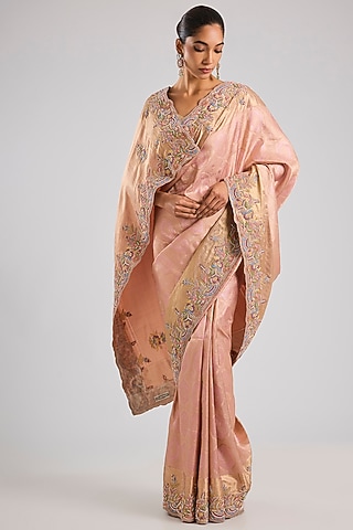 Pink Kanchipuram Saree Set by TATWAMM By Abhishek & Vinita