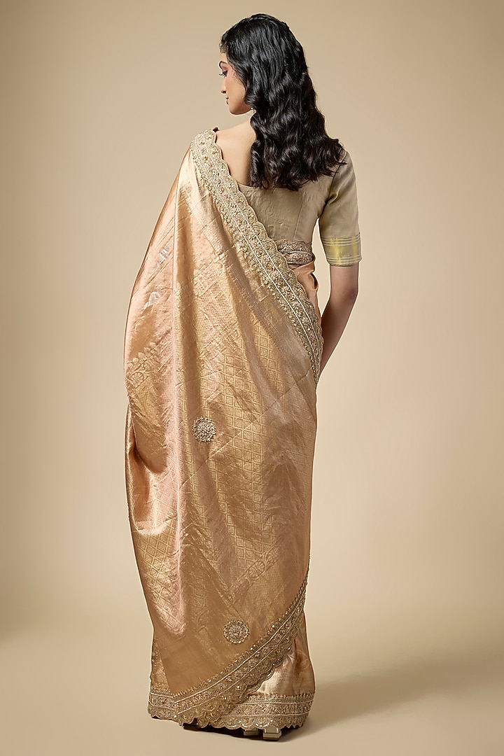 Gold Kanjivaram Zardosi Work Reception Saree Set by TATWAMM By Abhishek & Vinita at Pernia's Pop Up Shop