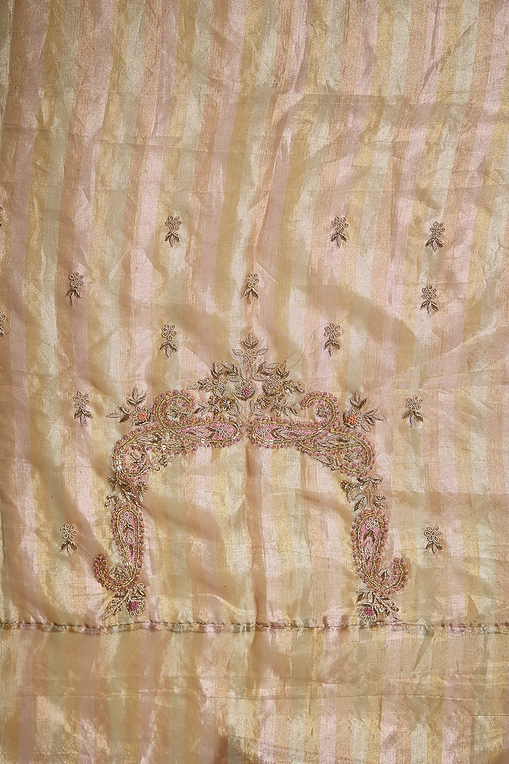 Gold Tissue Zardosi Work Reception Saree Set by TATWAMM By Abhishek & Vinita at Pernia's Pop Up Shop