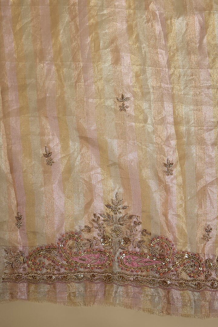 Gold Tissue Zardosi Work Reception Saree Set by TATWAMM By Abhishek & Vinita at Pernia's Pop Up Shop
