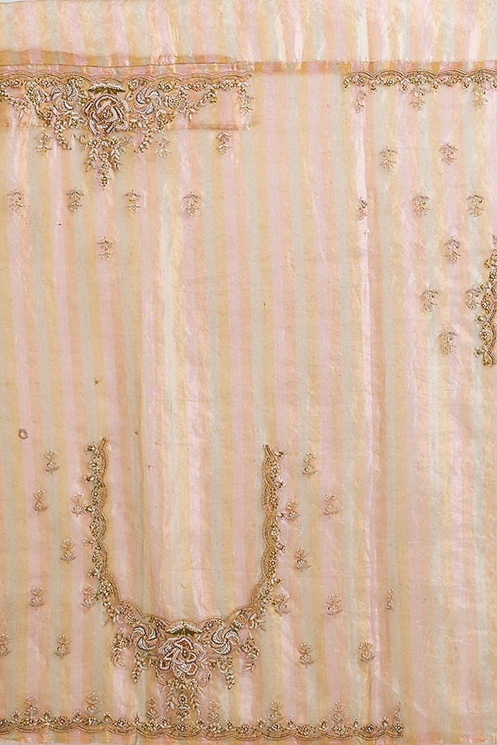 Beige Tissue Silk Bridal Saree by TATWAMM By Abhishek & Vinita at Pernia's Pop Up Shop