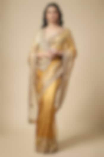 Gold Kanjivaram Zardosi Work Wedding Saree Set by TATWAMM Couture at Pernia's Pop Up Shop