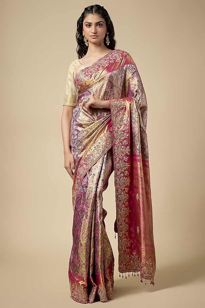 Multi-Colored Kanjivaram Zardosi Work Reception Saree Set by TATWAMM Couture at Pernia's Pop Up Shop