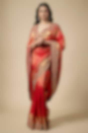 Red Kanjivaram Zardosi Work Wedding Saree Set by TATWAMM Couture at Pernia's Pop Up Shop