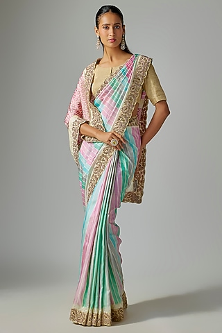 Multi-Colored Silk Saree  by TATWAMM By Abhishek & Vinita