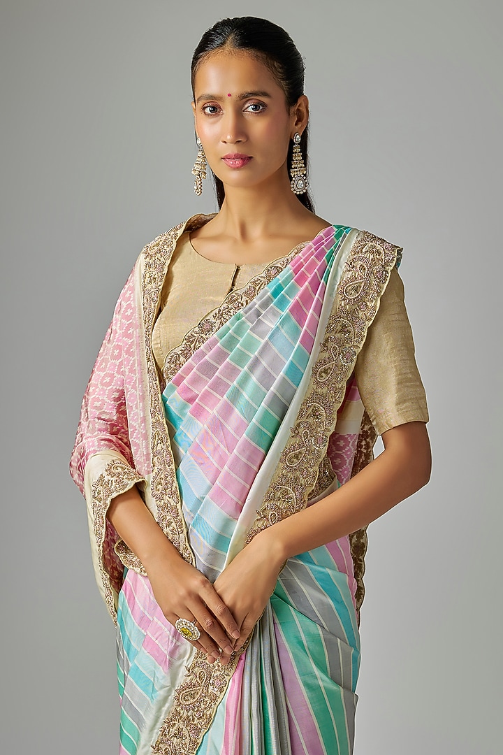 Multi-Colored Silk Wedding Saree by TATWAMM By Abhishek & Vinita at Pernia's Pop Up Shop