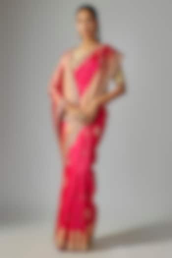 Red Silk Wedding Saree  by TATWAMM By Abhishek & Vinita at Pernia's Pop Up Shop