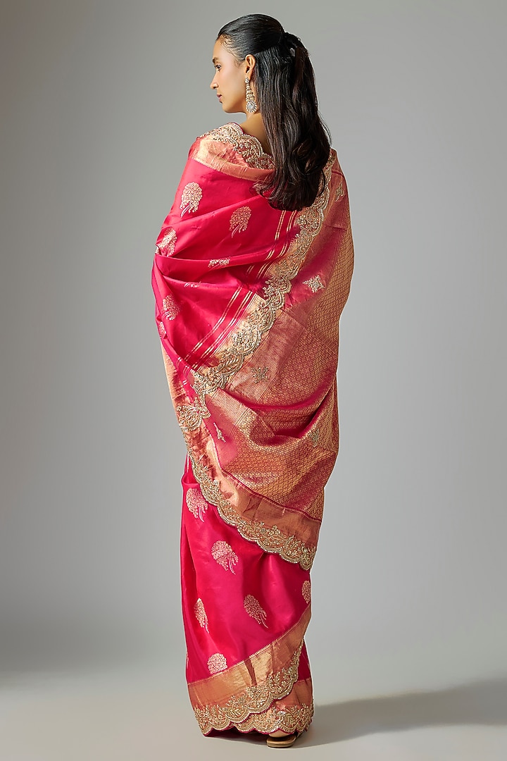 Red Silk Wedding Saree  by TATWAMM By Abhishek & Vinita at Pernia's Pop Up Shop