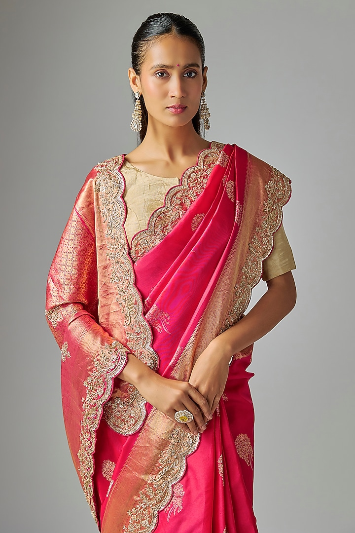 Red Silk Wedding Saree  by TATWAMM By Abhishek & Vinita at Pernia's Pop Up Shop