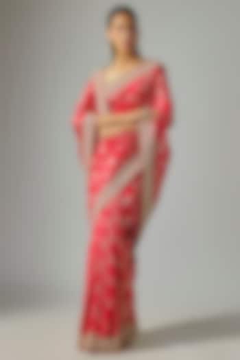 Red Silk Wedding Saree  by TATWAMM By Abhishek & Vinita at Pernia's Pop Up Shop