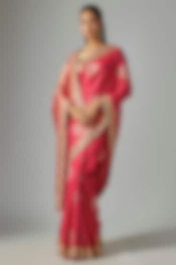 Red Silk Wedding Saree  by TATWAMM By Abhishek & Vinita at Pernia's Pop Up Shop