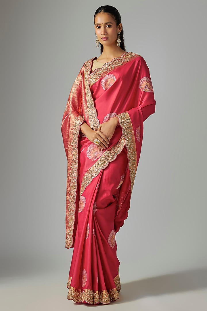 Red Silk Wedding Saree  by TATWAMM By Abhishek & Vinita at Pernia's Pop Up Shop