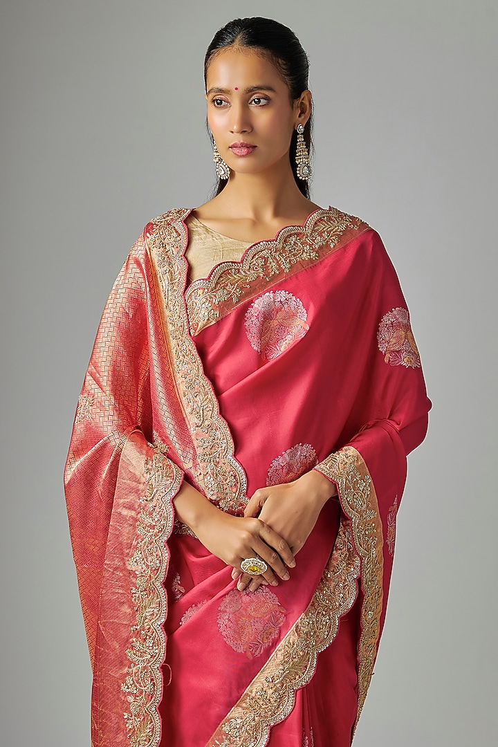 Red Silk Wedding Saree by TATWAMM By Abhishek & Vinita at Pernia's Pop Up Shop