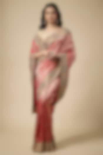 Red Kanjivaram Zardosi Work Reception Saree Set by TATWAMM Couture at Pernia's Pop Up Shop