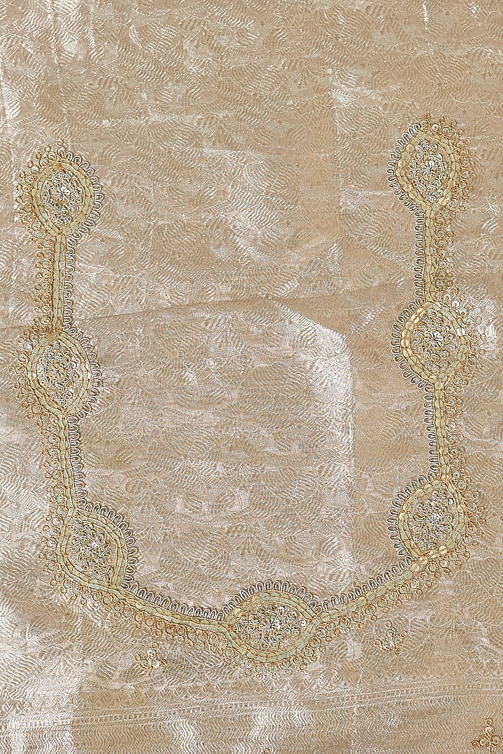 Silver Silk Zardosi Work Brocade Wedding Saree Set by TATWAMM By Abhishek & Vinita at Pernia's Pop Up Shop