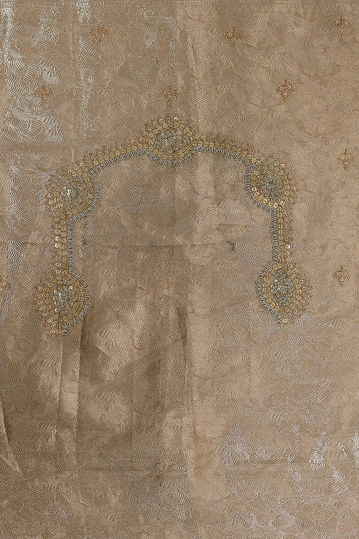 Silver Silk Zardosi Work Brocade Wedding Saree Set by TATWAMM By Abhishek & Vinita at Pernia's Pop Up Shop