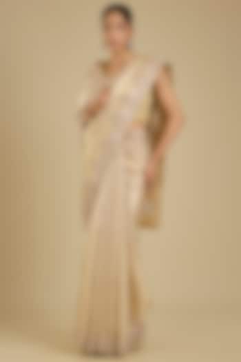 Golden Banarasi Tissue Reception Saree Set by TATWAMM By Abhishek & Vinita at Pernia's Pop Up Shop