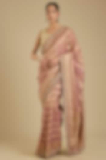Mauve Banarasi Tissue Wedding Saree Set by TATWAMM By Abhishek & Vinita at Pernia's Pop Up Shop