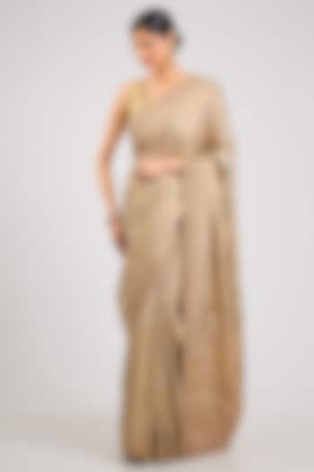 Beige Banarasi Silk Tissue Reception Saree by TATWAMM By Abhishek & Vinita at Pernia's Pop Up Shop
