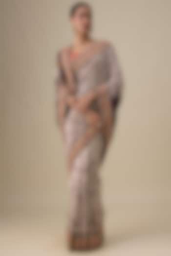 Grey & Brown Silk Ikat Wedding Saree by TATWAMM Couture at Pernia's Pop Up Shop