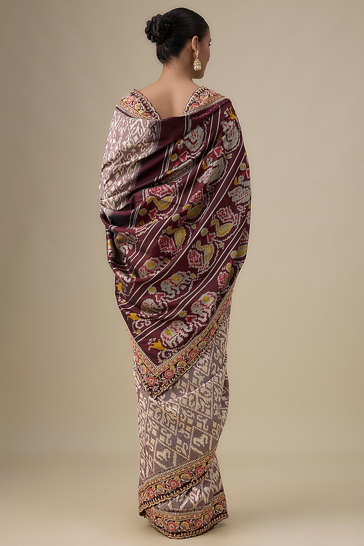 Grey & Brown Silk Ikat Wedding Saree by TATWAMM By Abhishek & Vinita at Pernia's Pop Up Shop