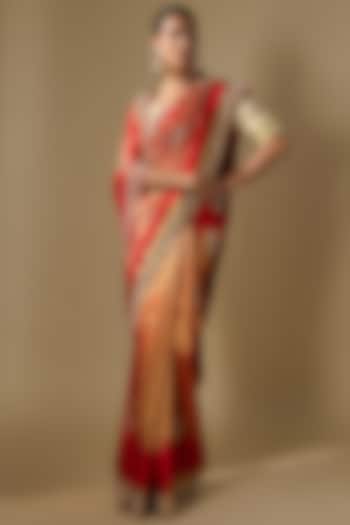 Red Kanjivaram Tissue Wedding Saree Set by TATWAMM By Abhishek & Vinita at Pernia's Pop Up Shop