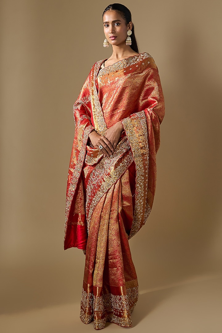 Pink Kanjivaram Reception Saree Set by TATWAMM By Abhishek & Vinita at Pernia's Pop Up Shop