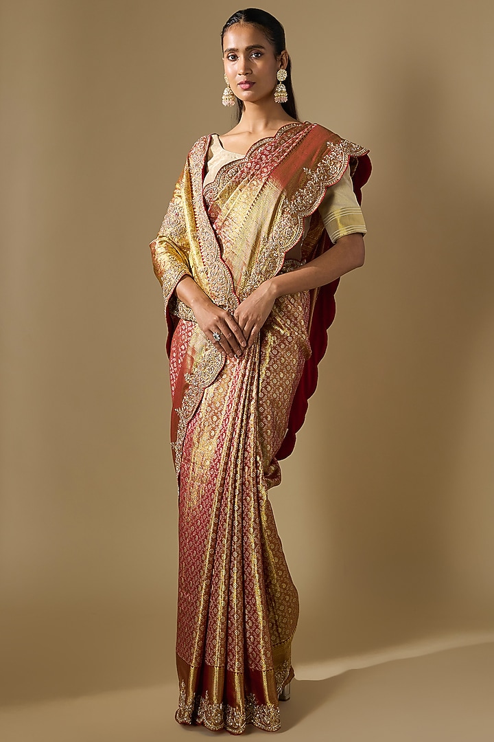 Pink Kanjivaram Wedding Saree Set by TATWAMM By Abhishek & Vinita at Pernia's Pop Up Shop