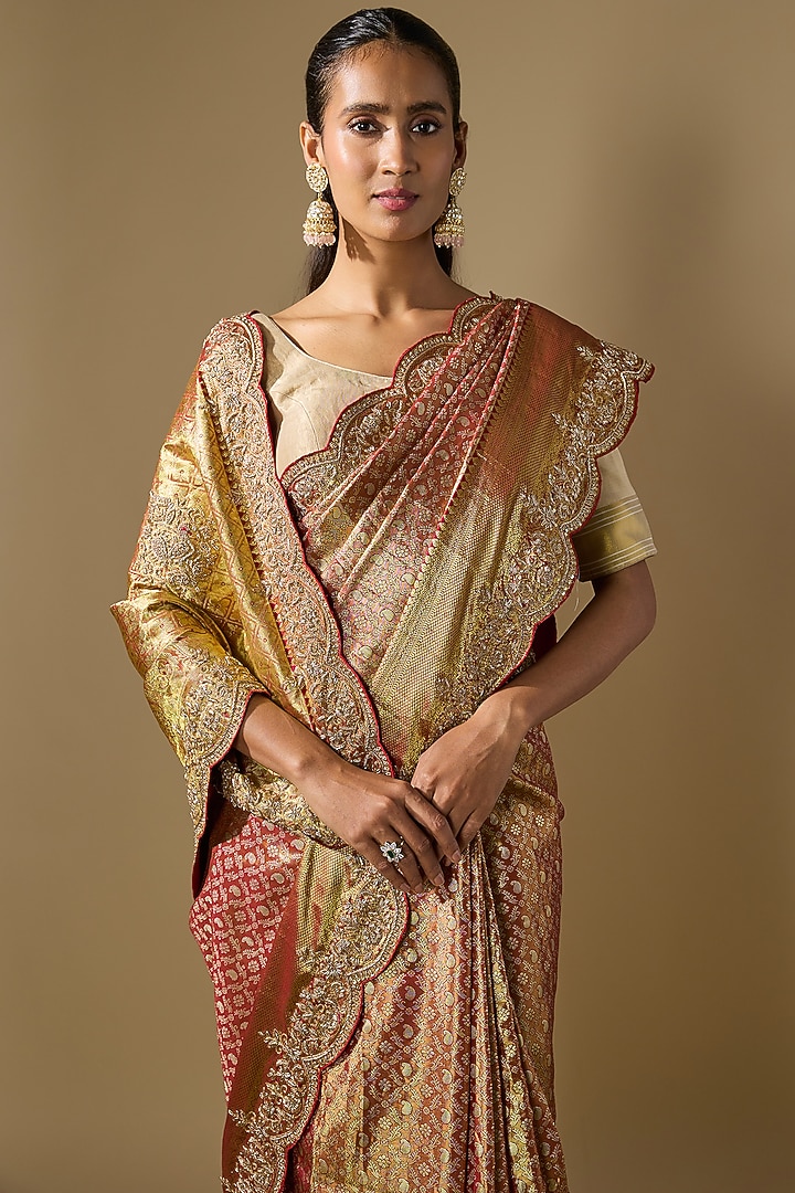 Pink Kanjivaram Wedding Saree Set by TATWAMM By Abhishek & Vinita at Pernia's Pop Up Shop