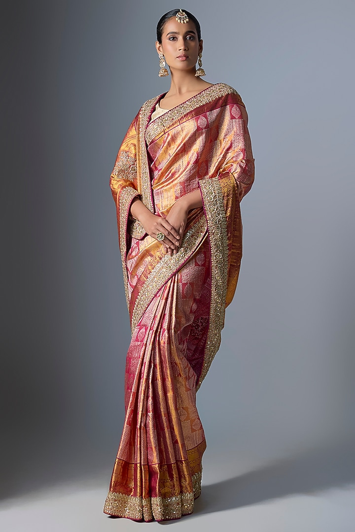 Gold Kanjivaram Reception Saree by TATWAMM By Abhishek & Vinita at Pernia's Pop Up Shop