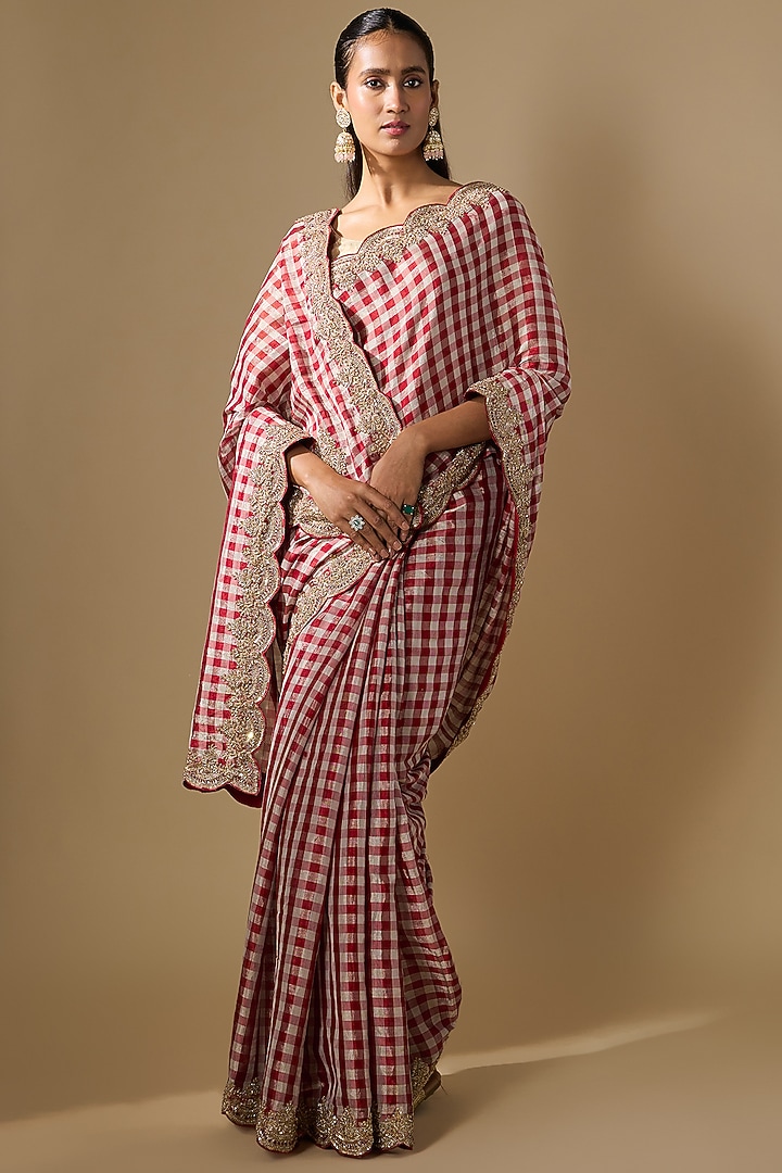 Pink Tissue Wedding Saree Set by TATWAMM By Abhishek & Vinita at Pernia's Pop Up Shop