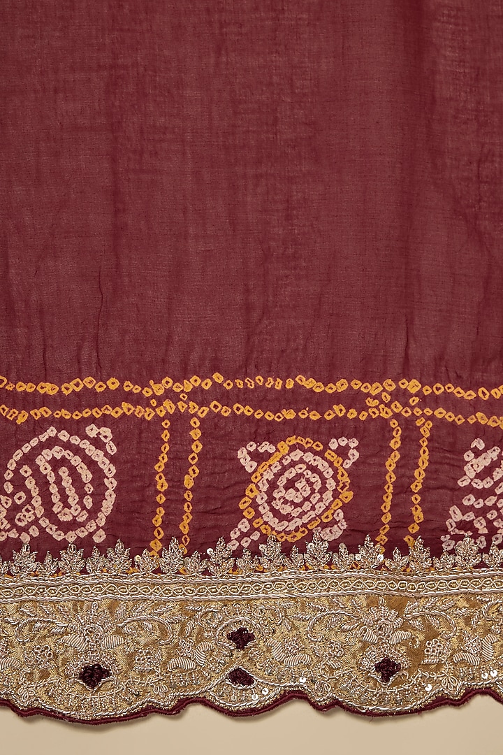 Maroon Cotton Gharchola Zardosi Work Wedding Saree Set by TATWAMM By Abhishek & Vinita at Pernia's Pop Up Shop