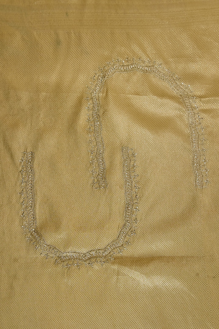 Beige Kanjivaram Tissue Reception Saree Set by TATWAMM By Abhishek & Vinita at Pernia's Pop Up Shop