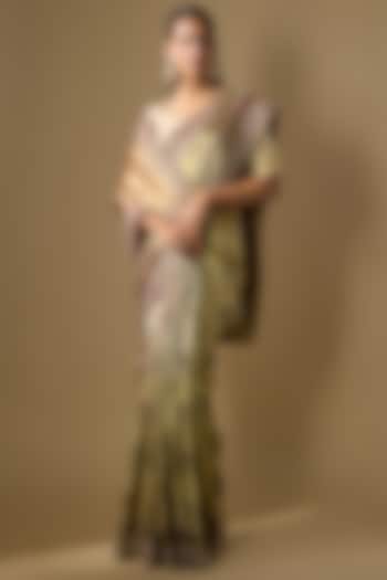 Gold Kanjivaram Reception Saree Set by TATWAMM By Abhishek & Vinita at Pernia's Pop Up Shop