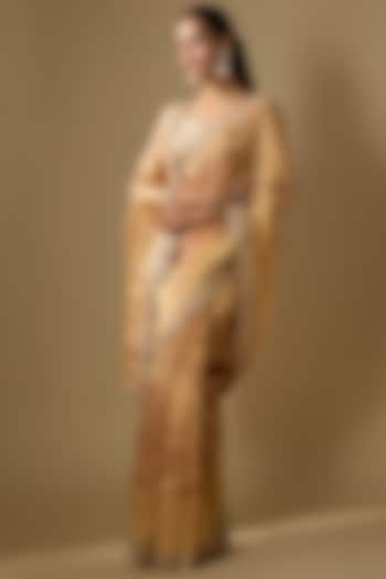 Peach Tissue Wedding Saree Set by TATWAMM By Abhishek & Vinita at Pernia's Pop Up Shop