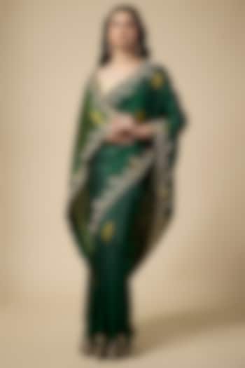 Green Banarasi Zardosi Work Wedding Saree Set by TATWAMM Couture at Pernia's Pop Up Shop