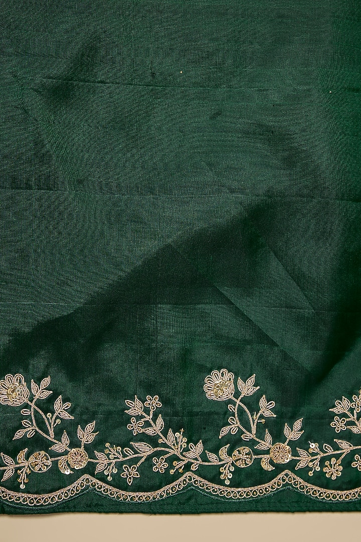 Green Banarasi Zardosi Work Wedding Saree Set by TATWAMM By Abhishek & Vinita at Pernia's Pop Up Shop