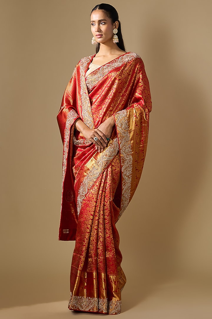 Pink Kanjivaram Wedding Saree Set by TATWAMM By Abhishek & Vinita at Pernia's Pop Up Shop