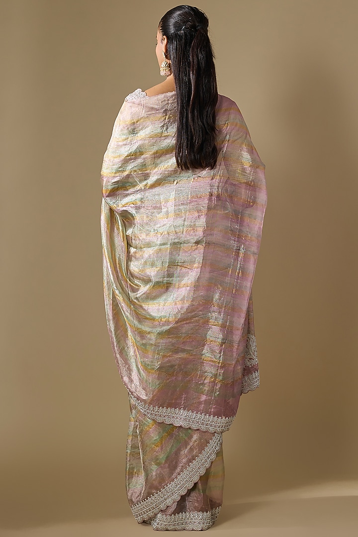 Multi-Colored Tissue Wedding Saree Set by TATWAMM By Abhishek & Vinita at Pernia's Pop Up Shop