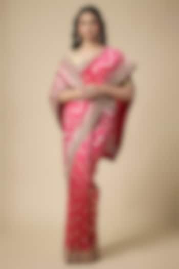 Pink Banarasi Zardosi Work Reception Saree Set by TATWAMM Couture at Pernia's Pop Up Shop