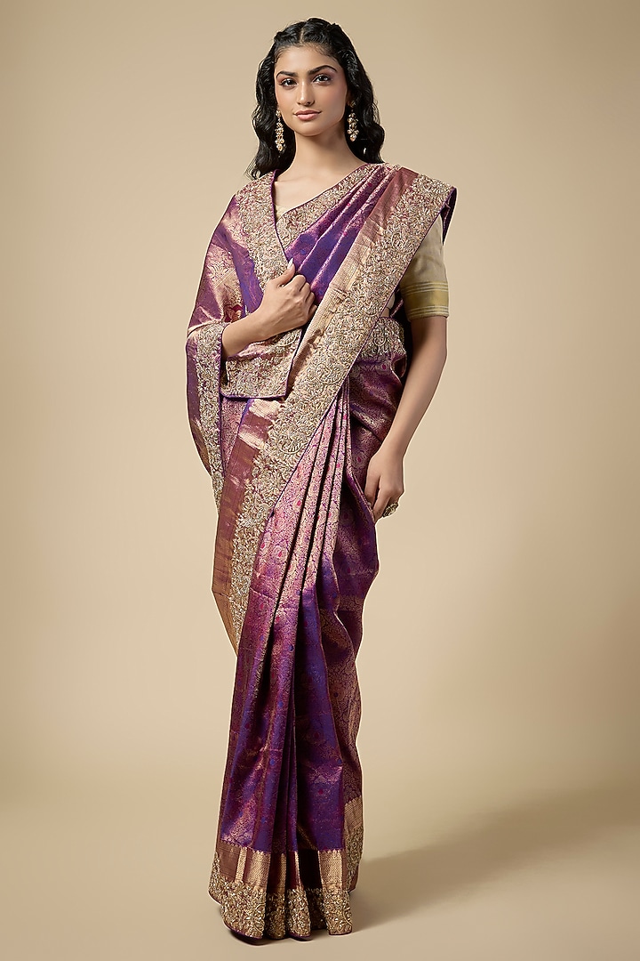 Purple Kanjivaram Wedding Saree Set by TATWAMM Couture at Pernia's Pop Up Shop