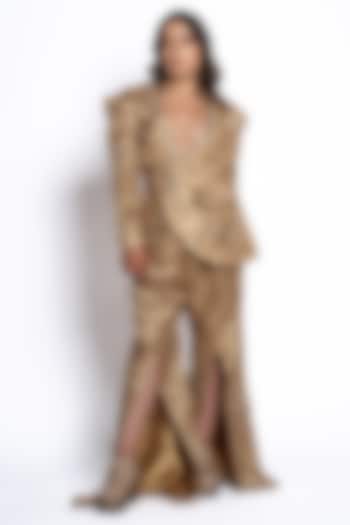 Golden Brocade Jacket Set by TATWAMM Couture
