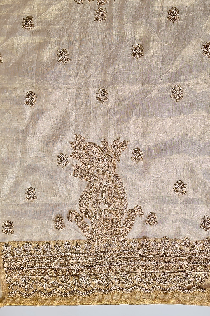 Gold Kanjivaram Tissue Reception Saree by TATWAMM By Abhishek & Vinita at Pernia's Pop Up Shop