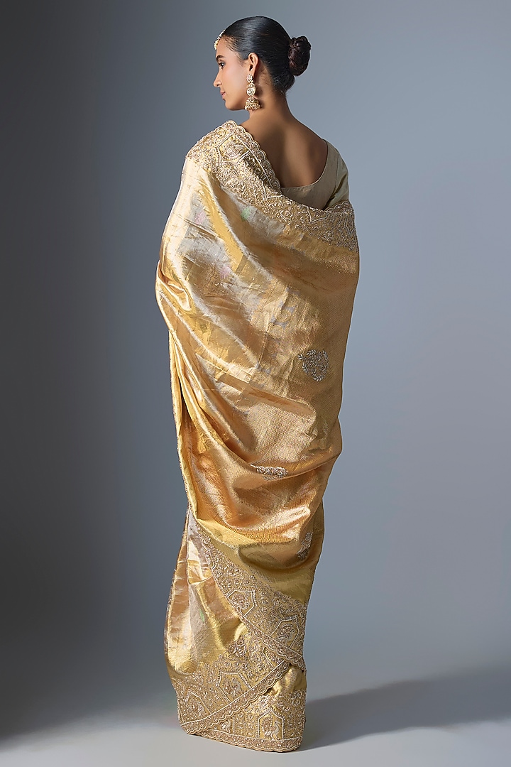 Gold Kanjivaram Tissue Bridal Saree by TATWAMM By Abhishek & Vinita at Pernia's Pop Up Shop