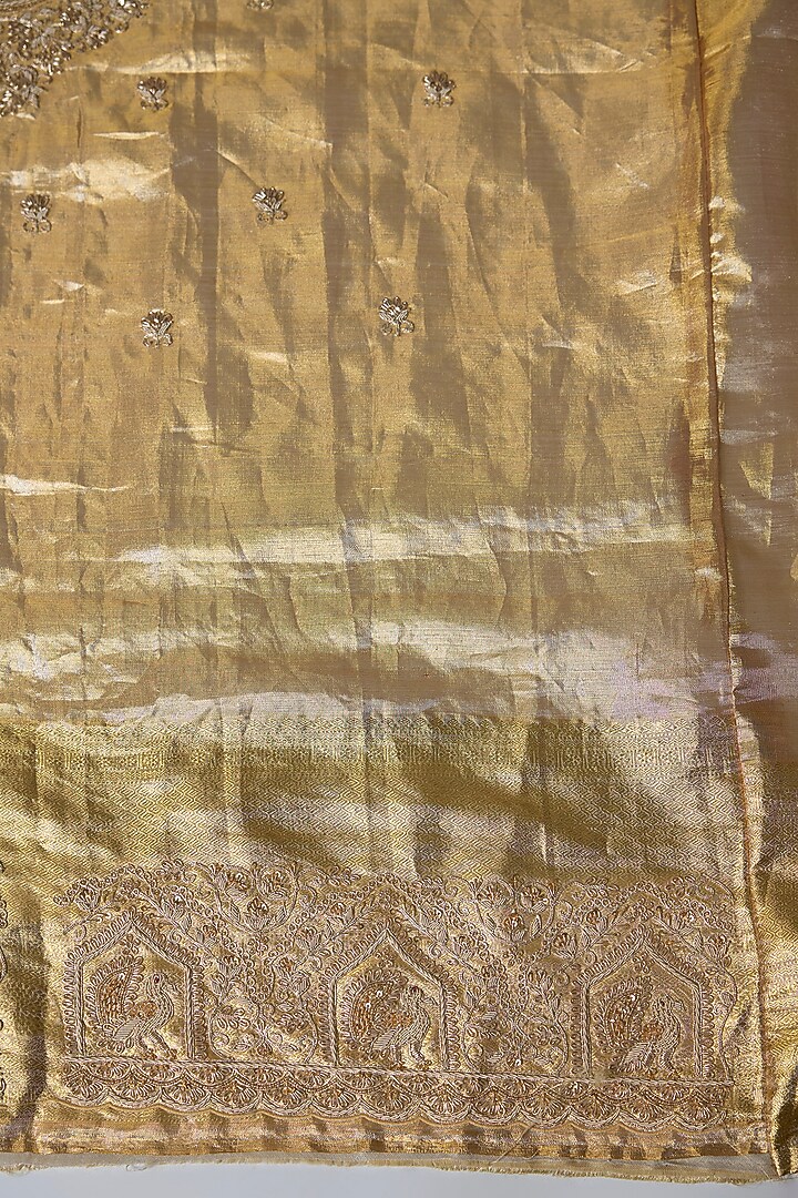 Gold Kanjivaram Tissue Bridal Saree by TATWAMM By Abhishek & Vinita at Pernia's Pop Up Shop