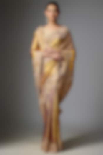 Peach Kanjivaram Reception Saree Set by TATWAMM By Abhishek & Vinita at Pernia's Pop Up Shop