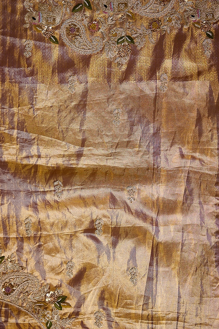 Peach Kanjivaram Reception Saree Set by TATWAMM By Abhishek & Vinita at Pernia's Pop Up Shop