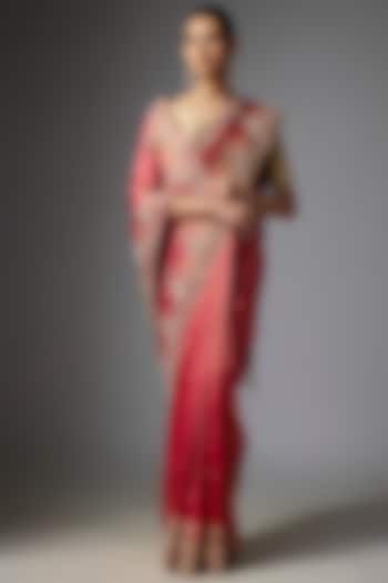 Pink Kanjivaram Reception Saree Set by TATWAMM By Abhishek & Vinita at Pernia's Pop Up Shop